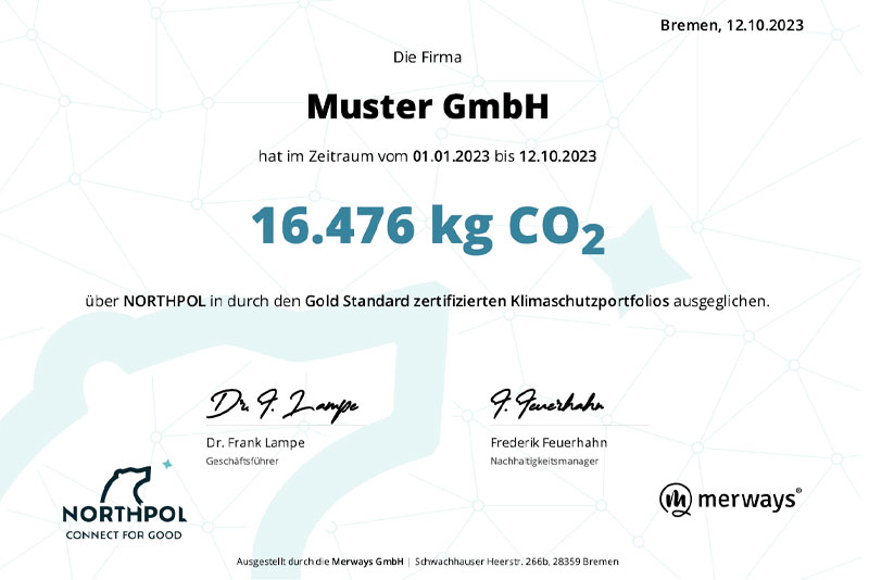 Northpol Zertifikat CO2-Ausgleich